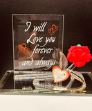 Red Rose “Forever and Always” Figurine | Handcrafted Anniversary Glass Love Gift
