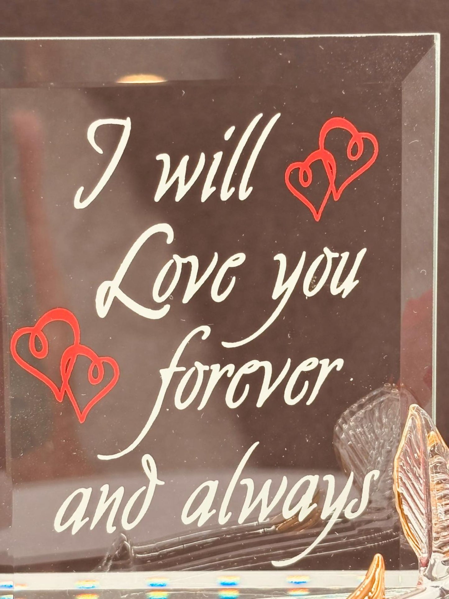 Forever & Always Glass Rose Figurine | Love Message Display Décor