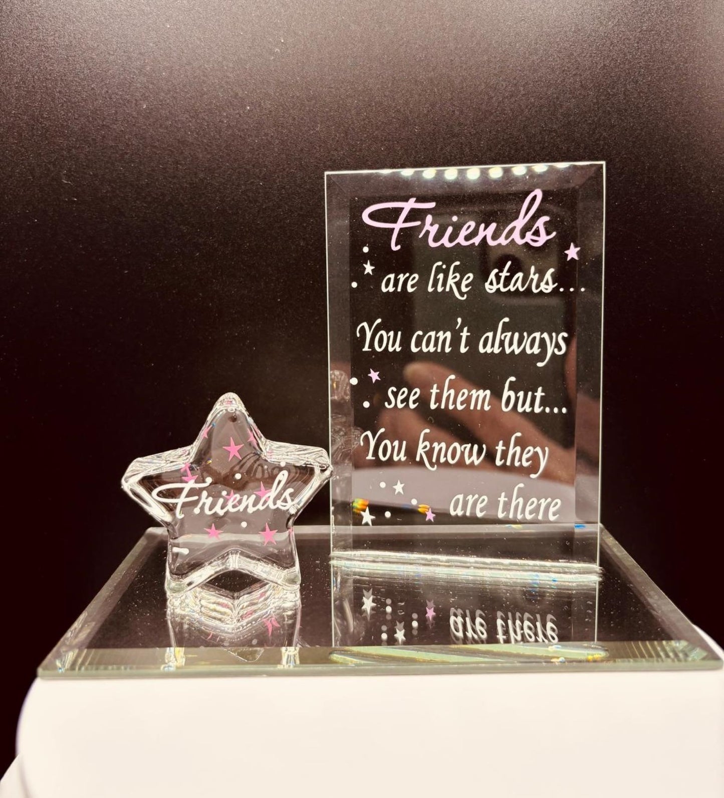 Friends Are Like Stars Figurine | Glass Friendship Gift with Message
