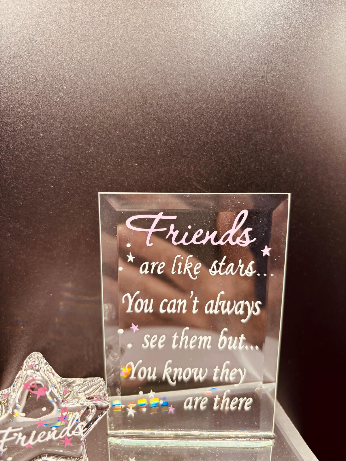 Friends Are Like Stars Figurine | Glass Friendship Gift with Message