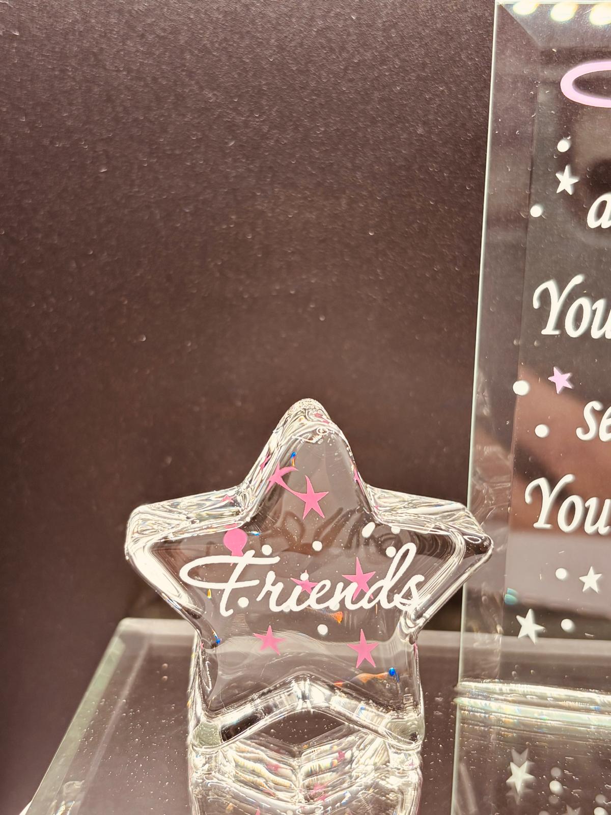 Friends Are Like Stars Figurine | Glass Friendship Gift with Message
