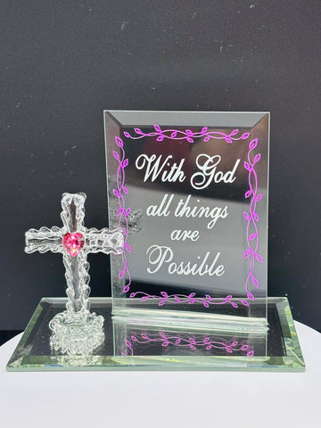 With God All Things Are Possible Cross | Christian Faith Gift Decor
