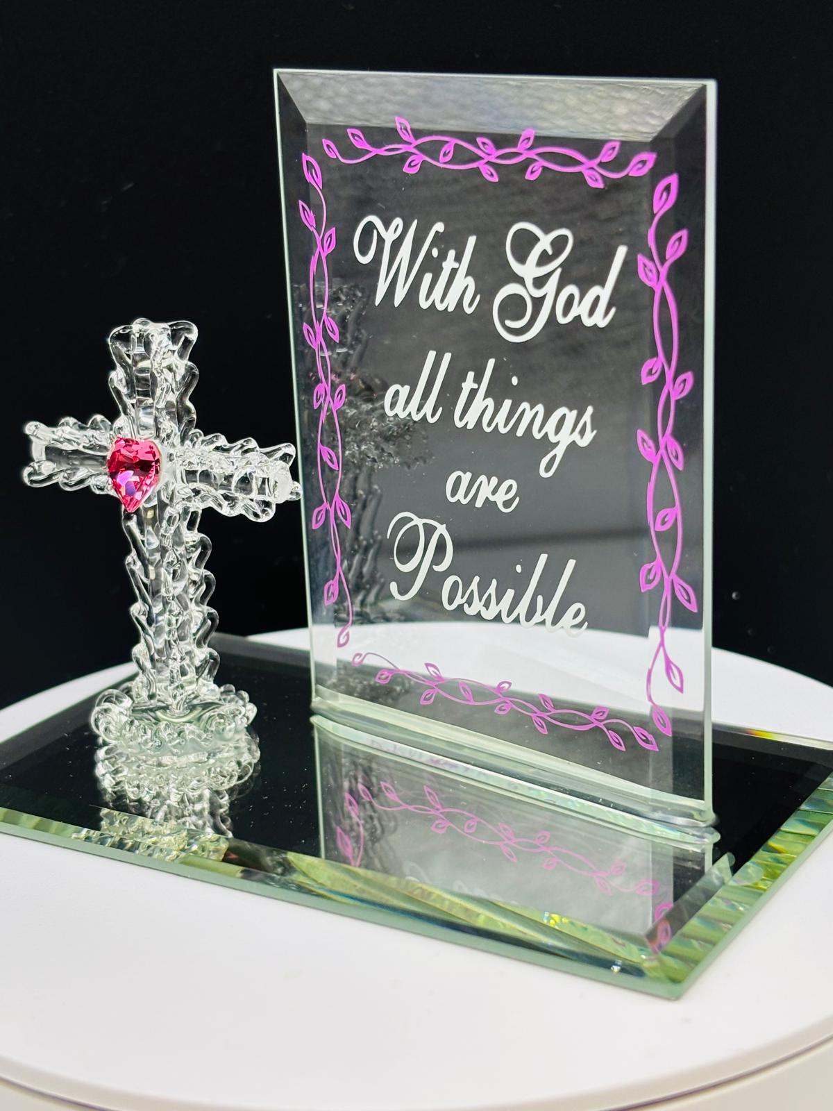 With God All Things Are Possible Cross | Christian Faith Gift Decor