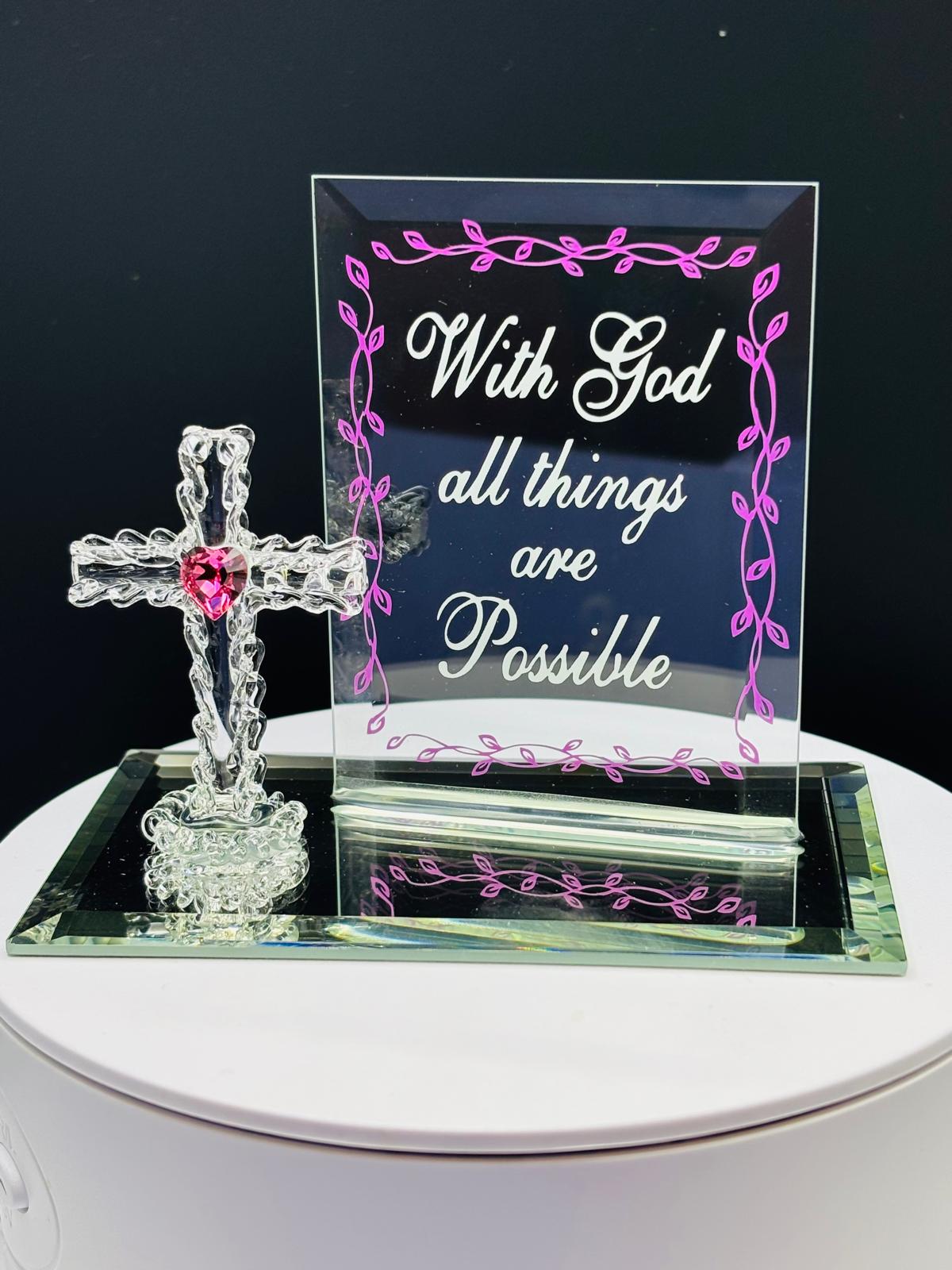 With God All Things Are Possible Cross | Christian Faith Gift Decor