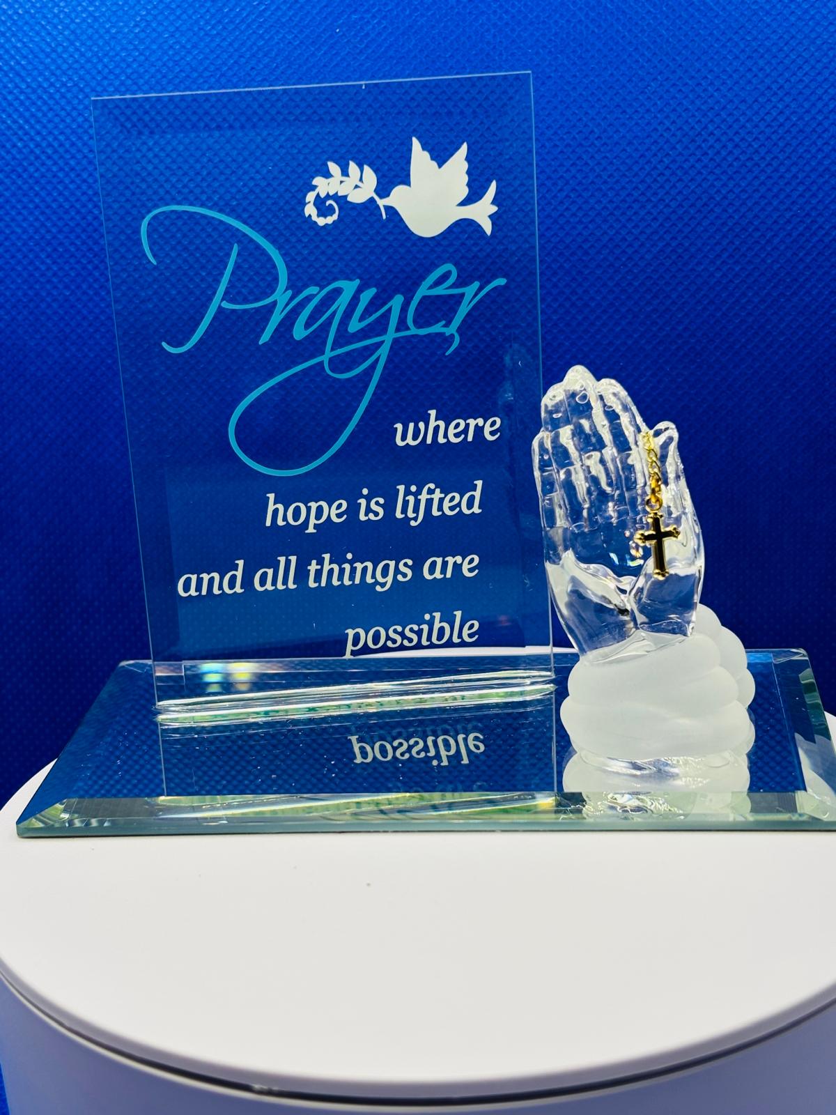 praying hands cross figurine prayer message faith christian decor gift inspirational display