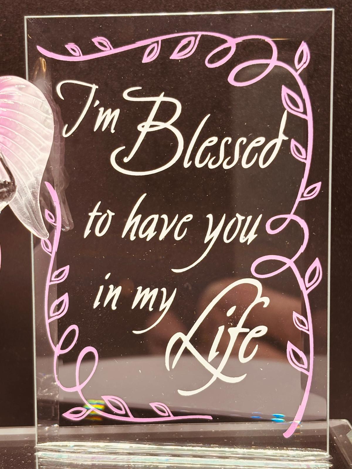 I’m Blessed Angel Figurine | Glass Faith Gift with Heart Crystal Inspirational Home Decor