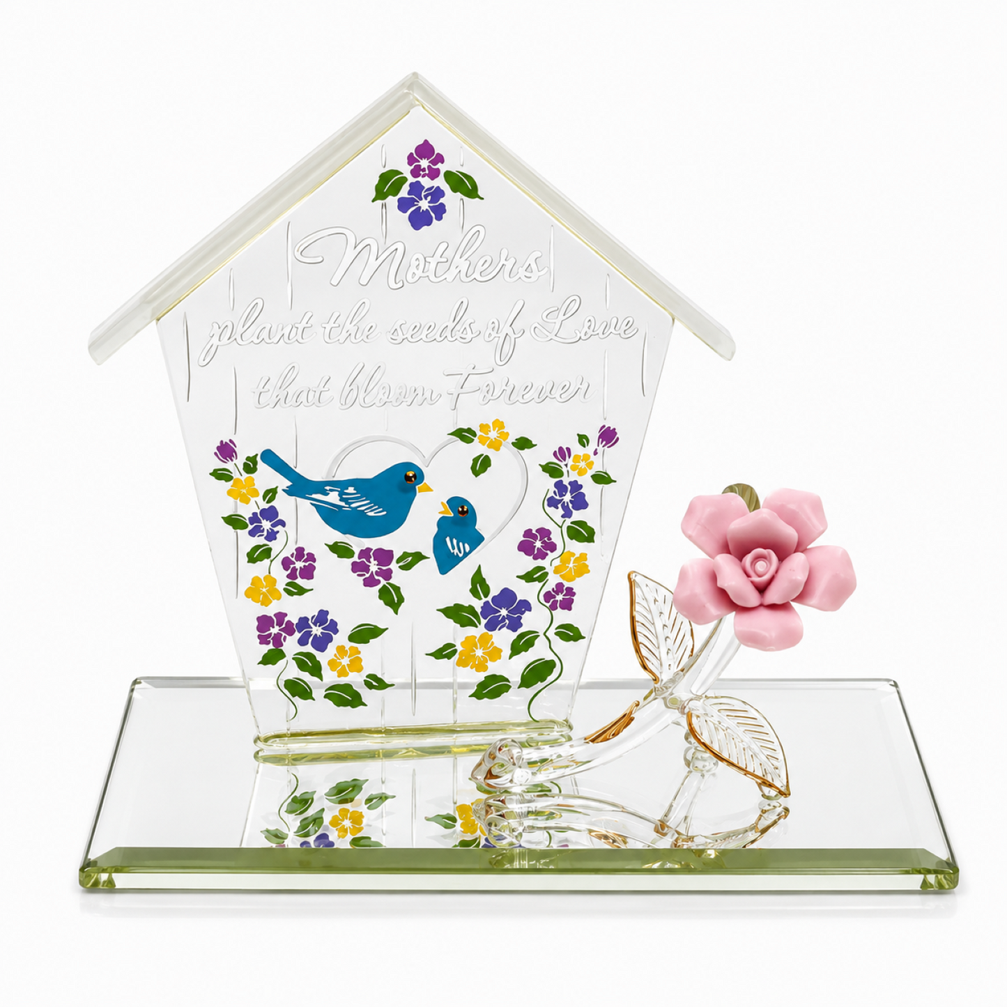 Mother's Gift with Pink Rose & Love Message, Handcrafted Mother's Day Gift for Mom