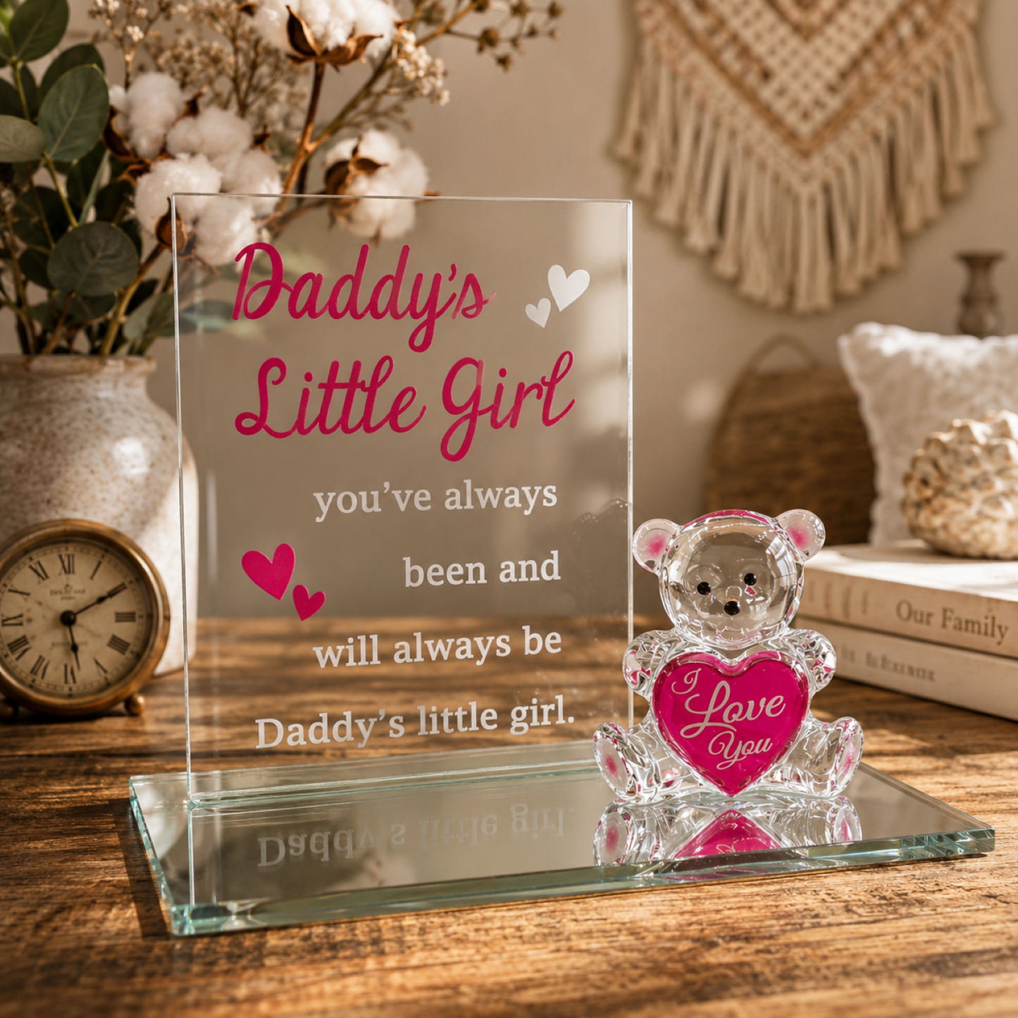 Daughter Gift from Dad | Daddy's Little Girl Bear Glass Figurine