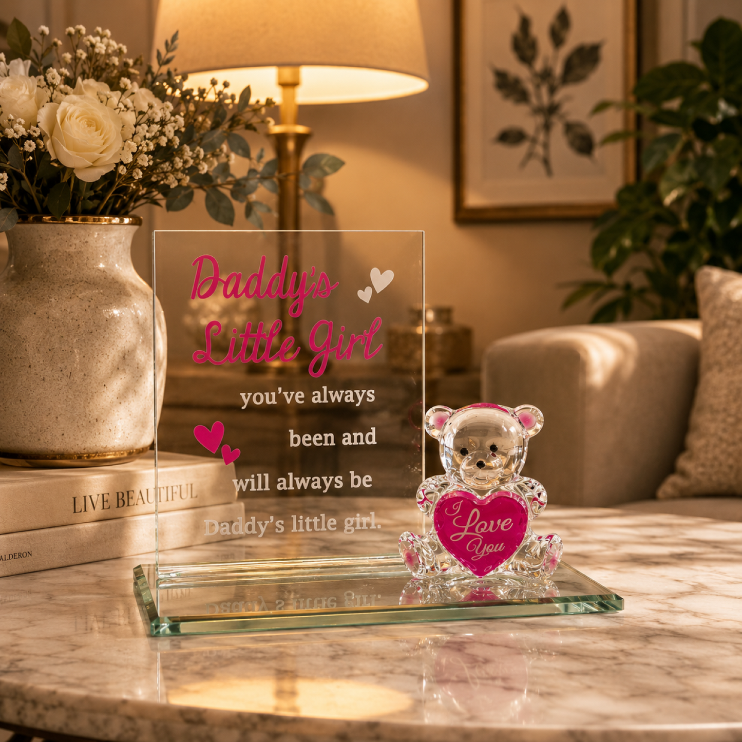 Daughter Gift from Dad | Daddy's Little Girl Bear Glass Figurine