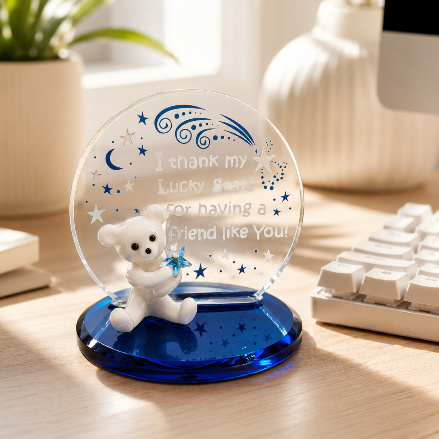 Glass Teddy Bear Friend Gift | Handcrafted Gift for Best Friend