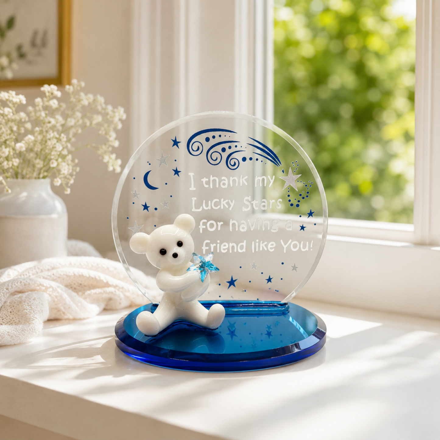 Glass Teddy Bear Friend Gift | Handcrafted Gift for Best Friend