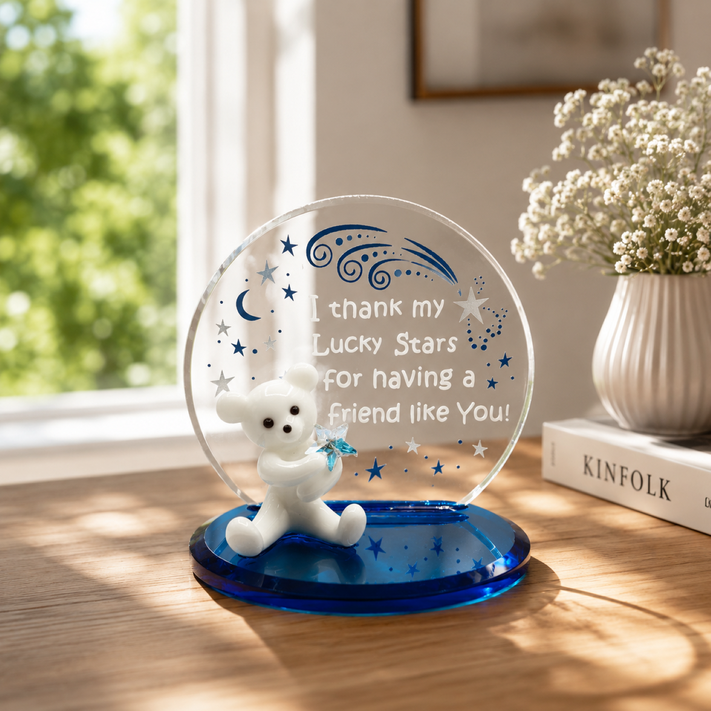 Glass Teddy Bear Friend Gift | Handcrafted Gift for Best Friend