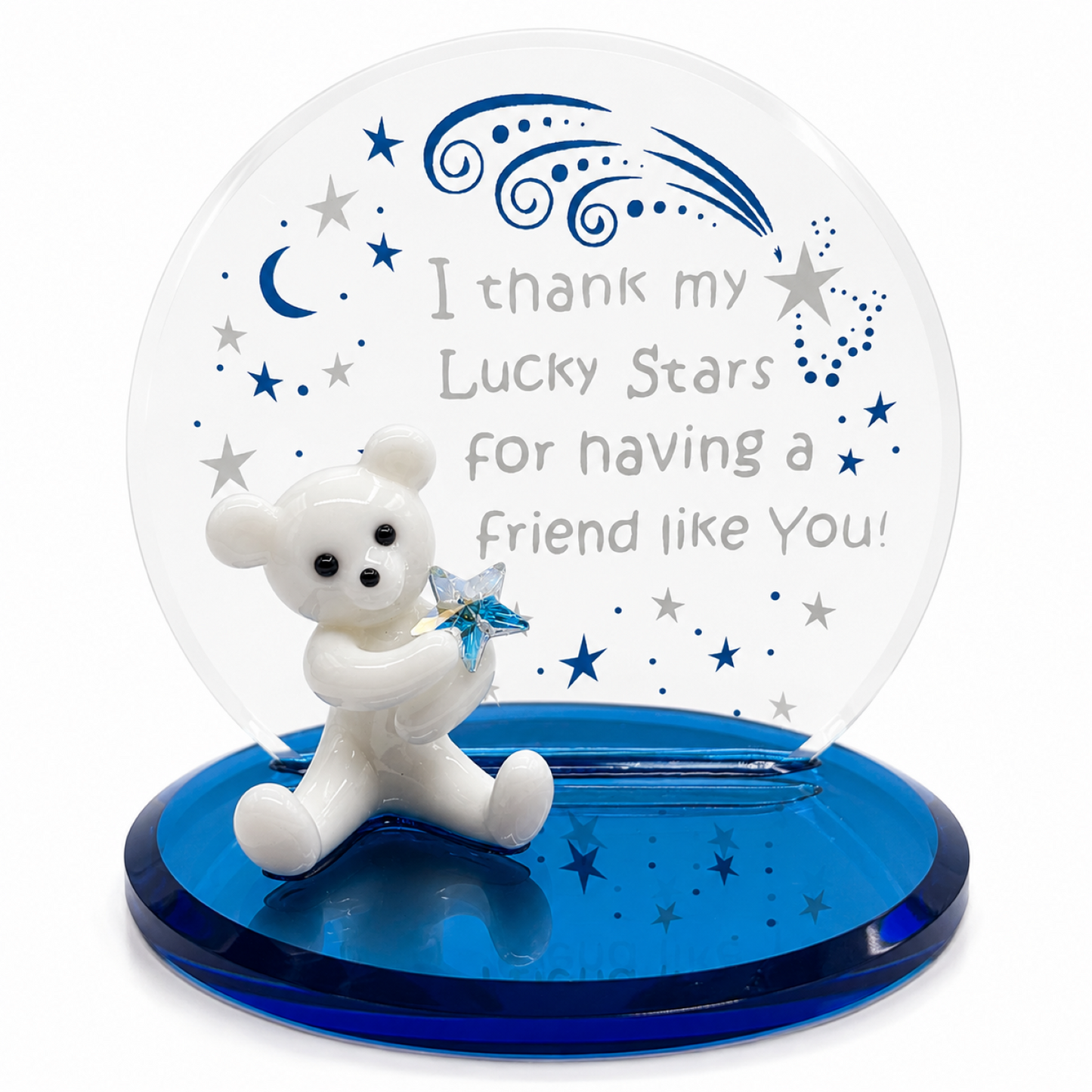 Glass Teddy Bear Friend Gift | Handcrafted Gift for Best Friend