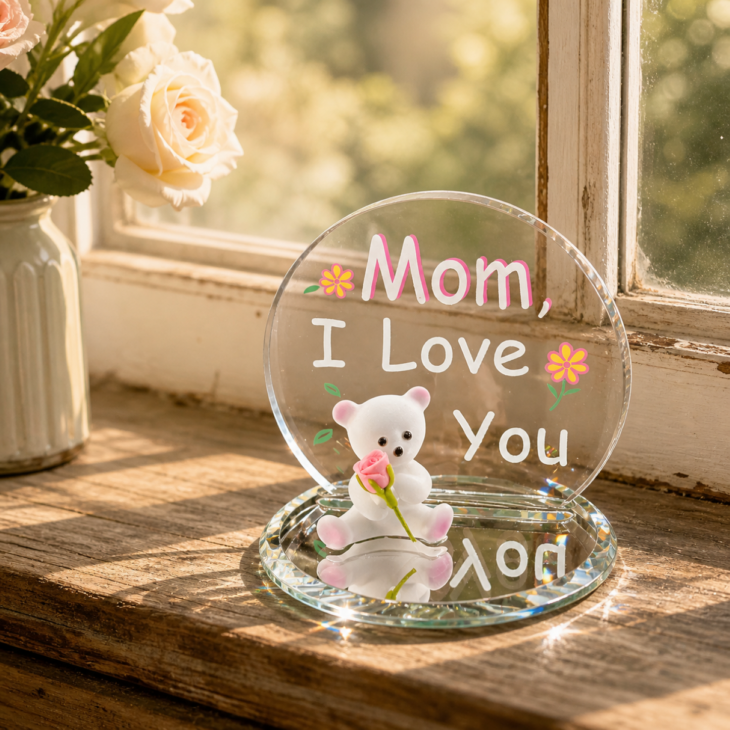 Gift for Mom I Love You Bear Figurine Mother’s Day Gift from Daughter Son
