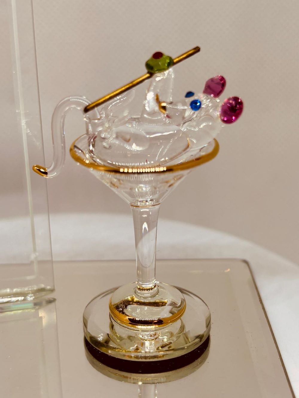 Friends Martini Mouse Glass Figurine | Handcrafted Collectible Gift with Message