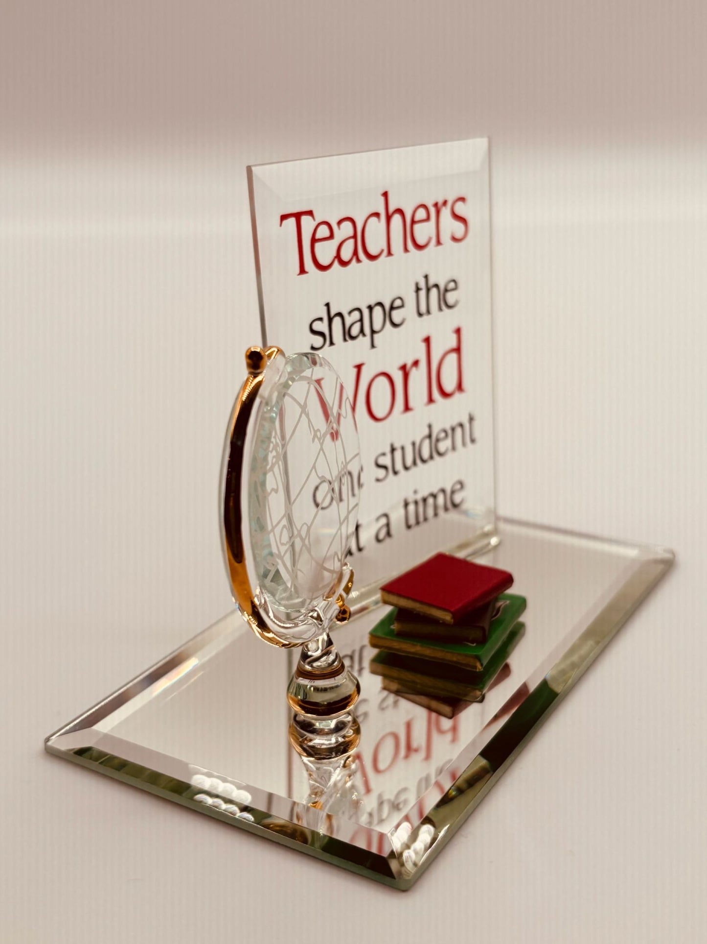Teachers Shape the World Figurine Handcrafted Glass Teacher Gift