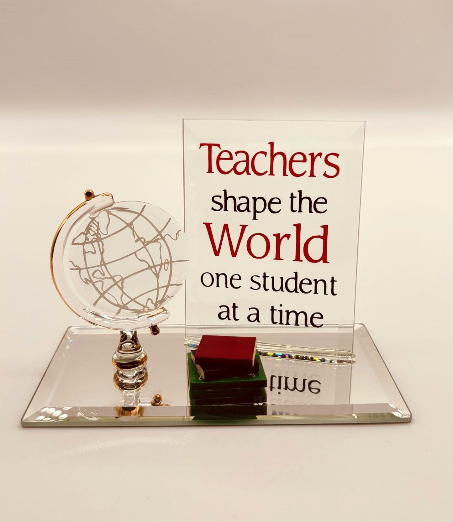 Teachers Shape the World Figurine Handcrafted Glass Teacher Gift
