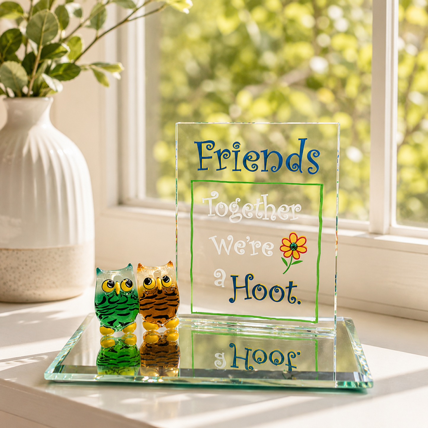Owl Figurine Friendship Gift – Glass Owl Figurines, Best Friend Gift, Friends Owl Decor