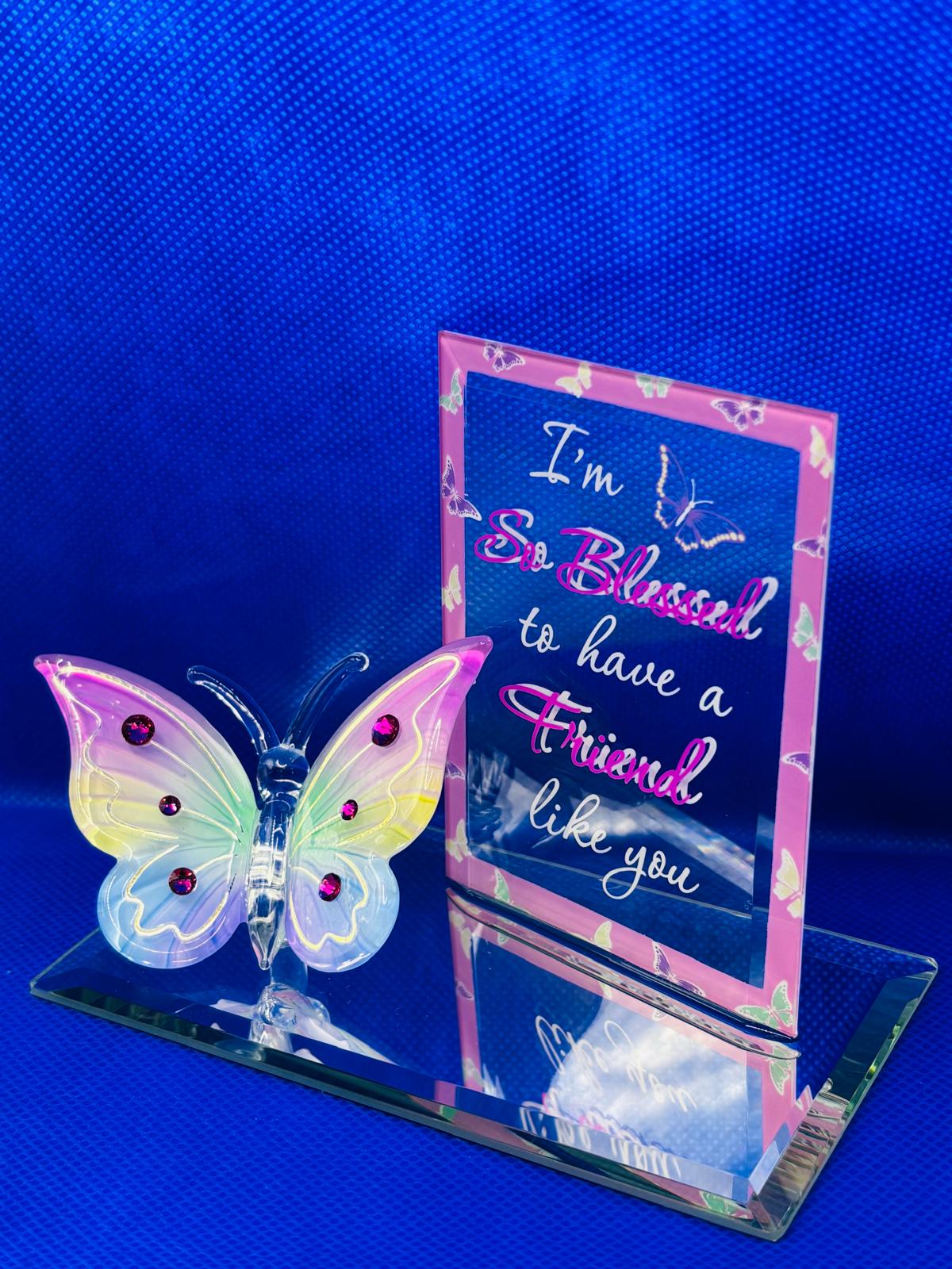 Butterfly Friend Gift Glass Figurine Meaningful Friendship Decor