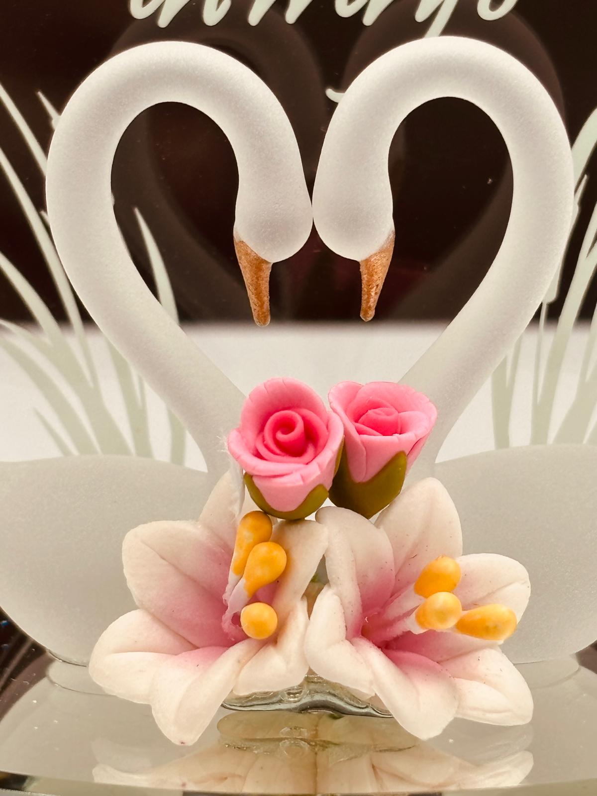 Romantic Swan Glass Figurine Gift for Couples | Forever Love Anniversary Decor