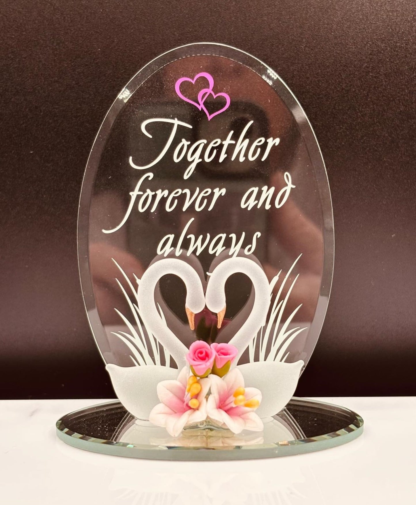 Romantic Swan Glass Figurine Gift for Couples | Forever Love Anniversary Decor