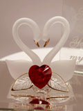 Soul Mate Swans Figurine | Glass Swan Couple Love Gift with Crystal Heart