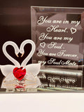 Soul Mate Swans Figurine | Glass Swan Couple Love Gift with Crystal Heart