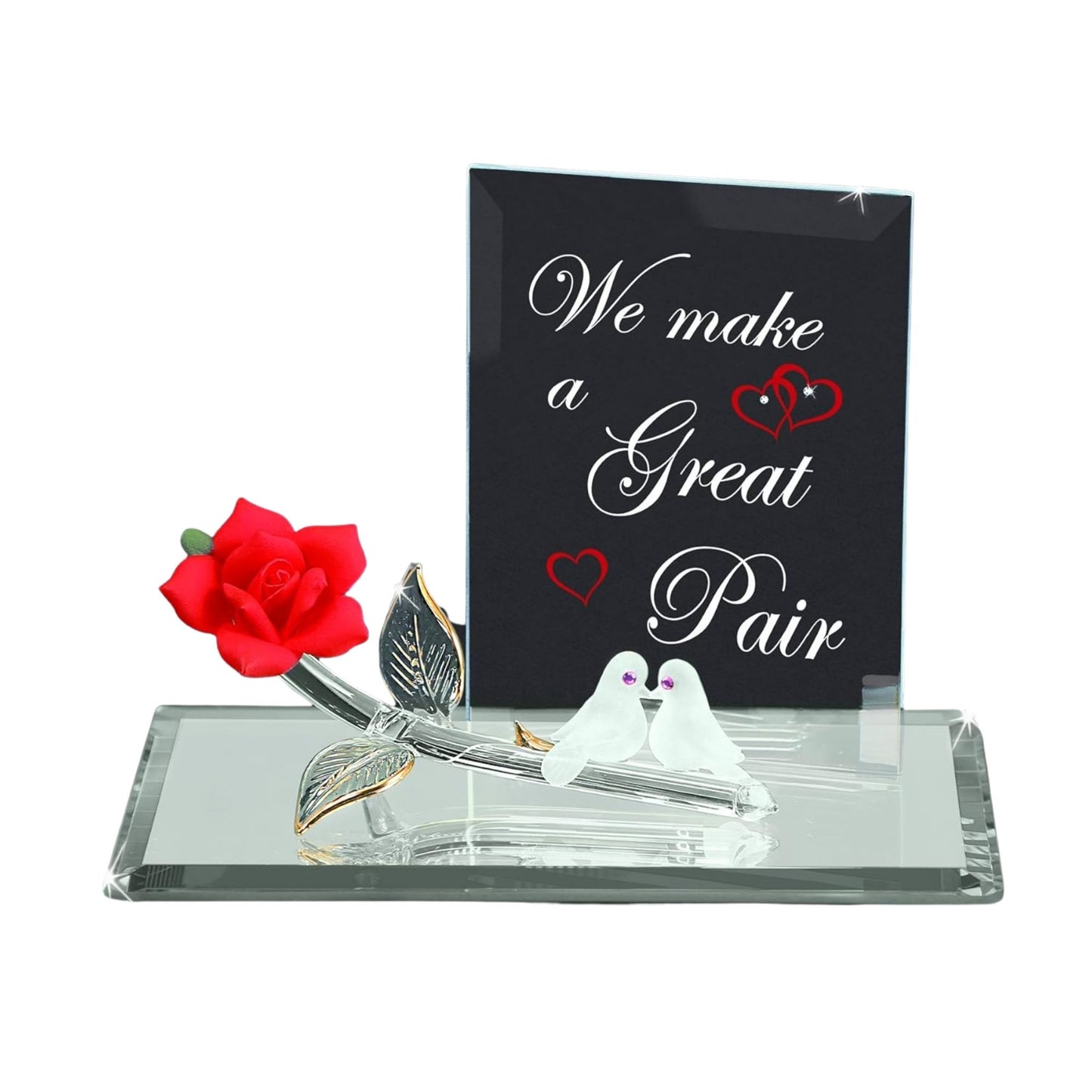 love birds figurine with rose and great pair message romantic gift for couple anniversary decor