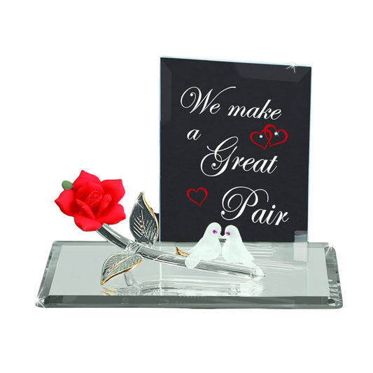 love birds figurine with rose and great pair message romantic gift for couple anniversary decor