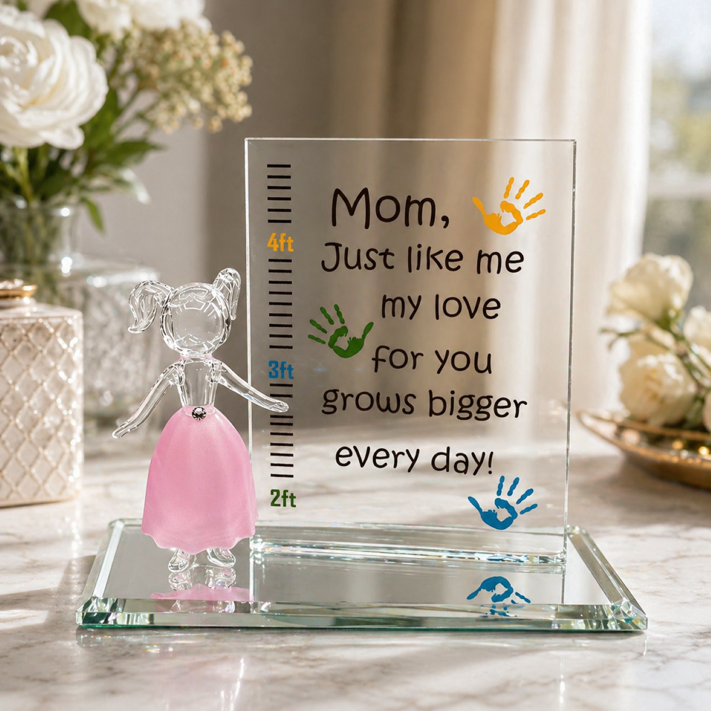 Mom Gift from Daughter Son Glass Figurine | Handcrafted Mother's Day Gift
