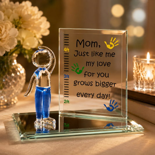 Son Growth Chart Figurine | Glass Mother and Son Love Gift