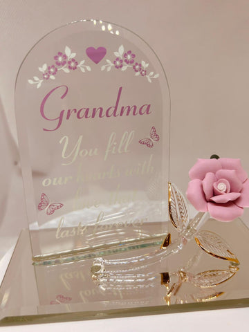 Grandma Rose Figurine Handcrafted Glass & Porcelain Gift