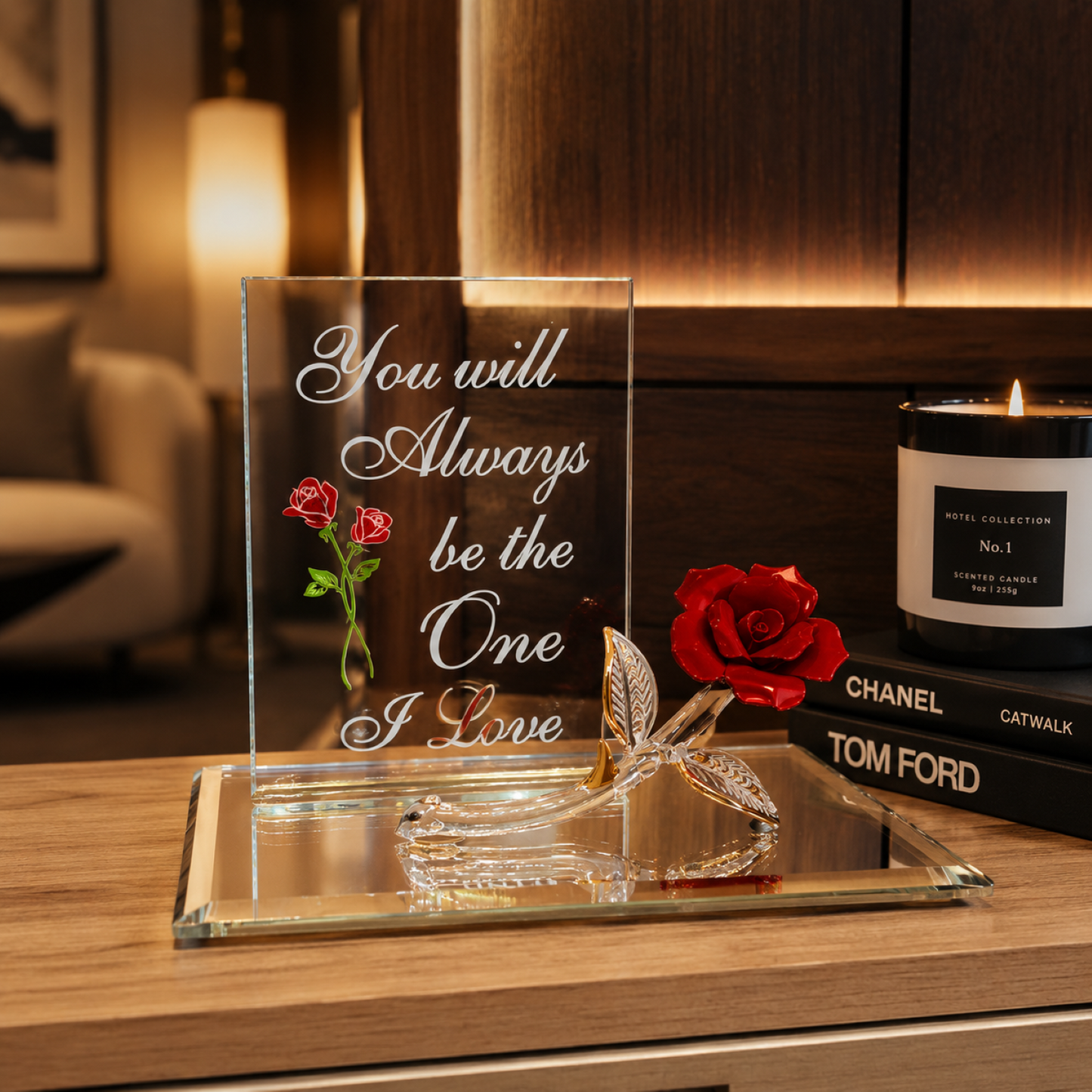 Glass Red Rose Gift – Handcrafted Rose, Anniversary Romantic Gift for Her