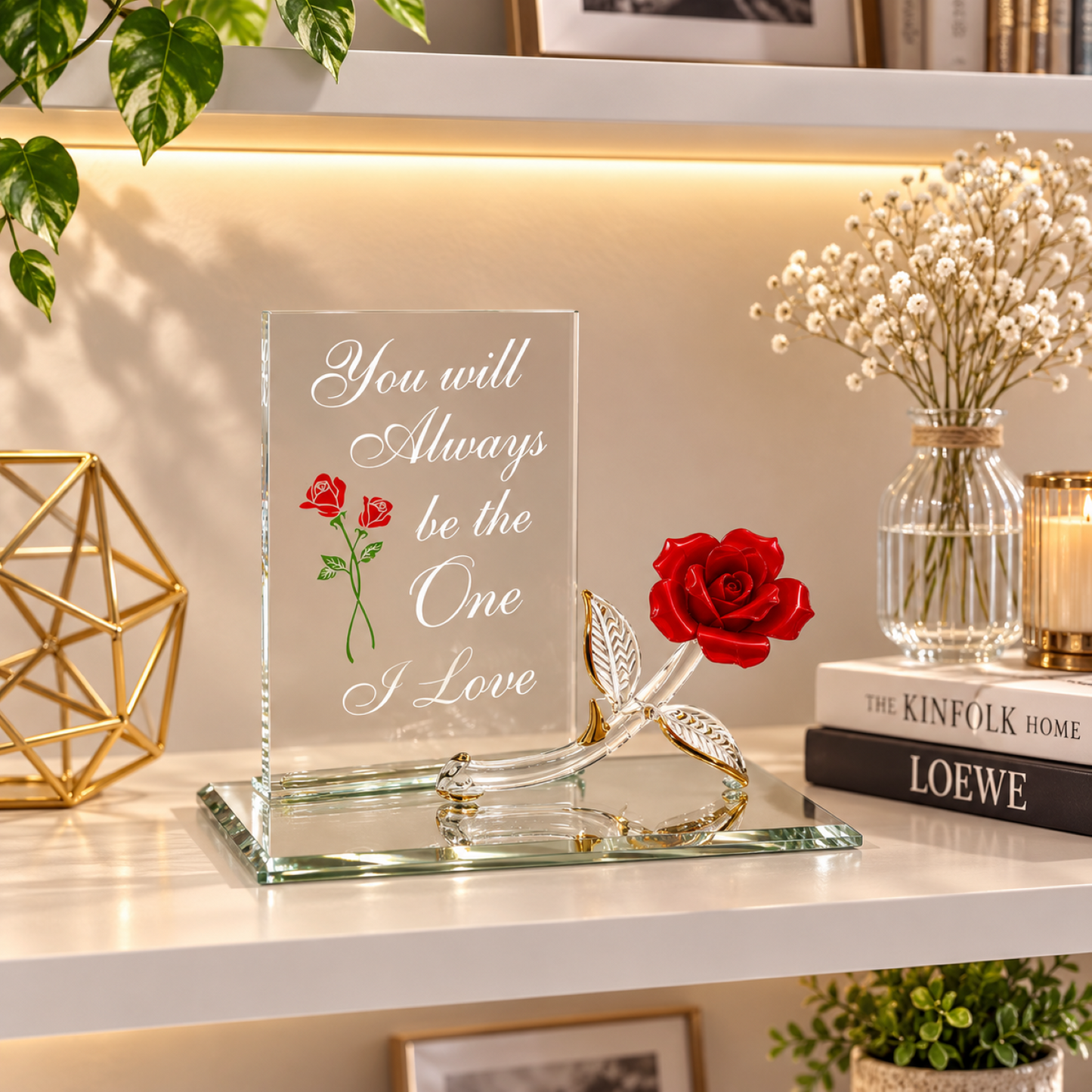 Glass Red Rose Gift – Handcrafted Rose, Anniversary Romantic Gift for Her