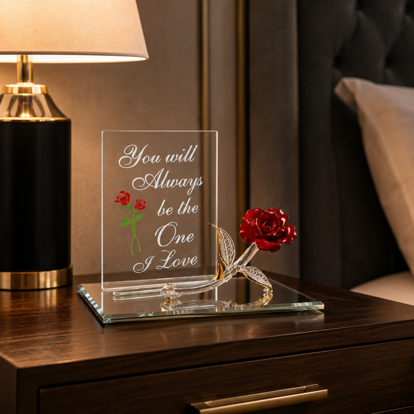 Glass Red Rose Gift – Handcrafted Rose, Anniversary Romantic Gift for Her