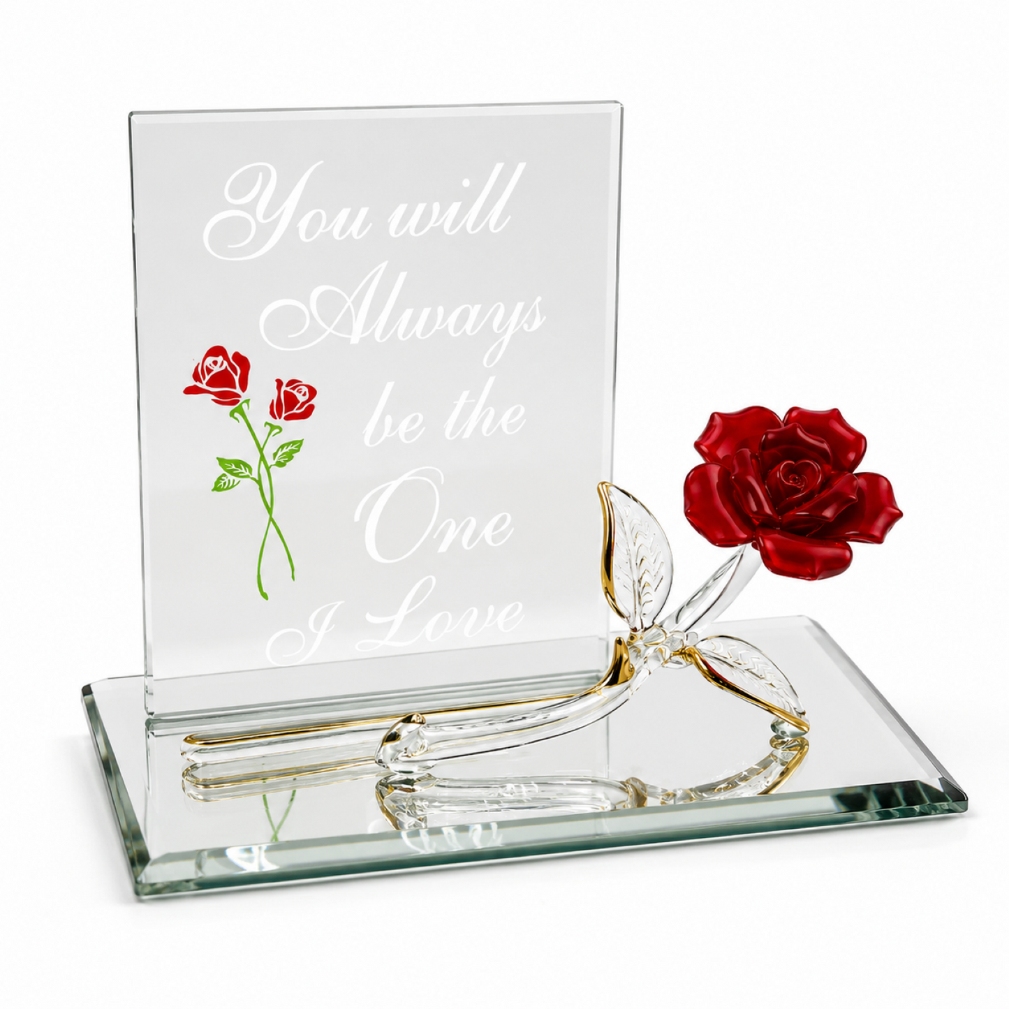 Glass Red Rose Gift – Handcrafted Rose, Anniversary Romantic Gift for Her