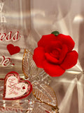 My Wife Happiness and Love Glass Rose Figurine with Crystals and Heart Tag