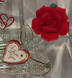 You & Me Together Forever Rose Figurine Handcrafted Glass with Crystals & Gold