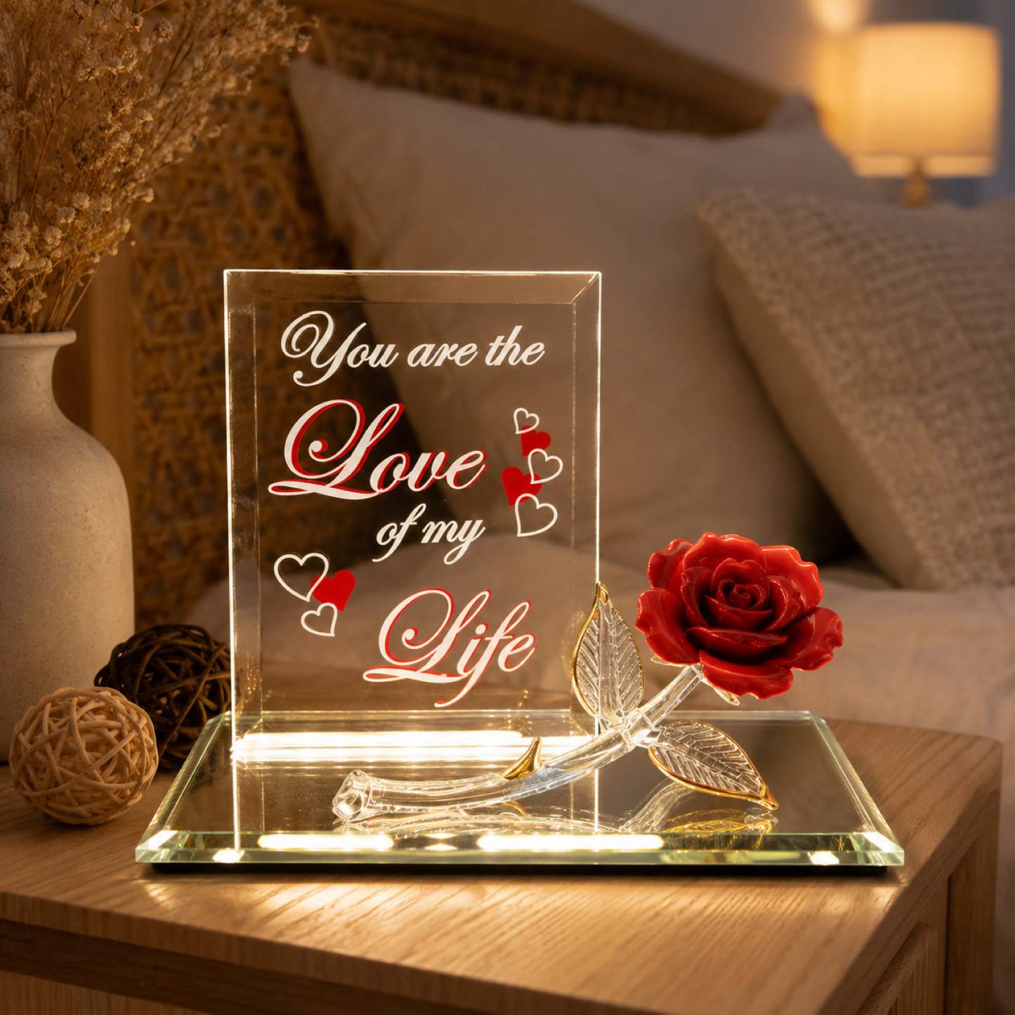 Handcrafted Glass Rose Figurine – Romantic Gift, Anniversary Gift, Valentine's Day Decor