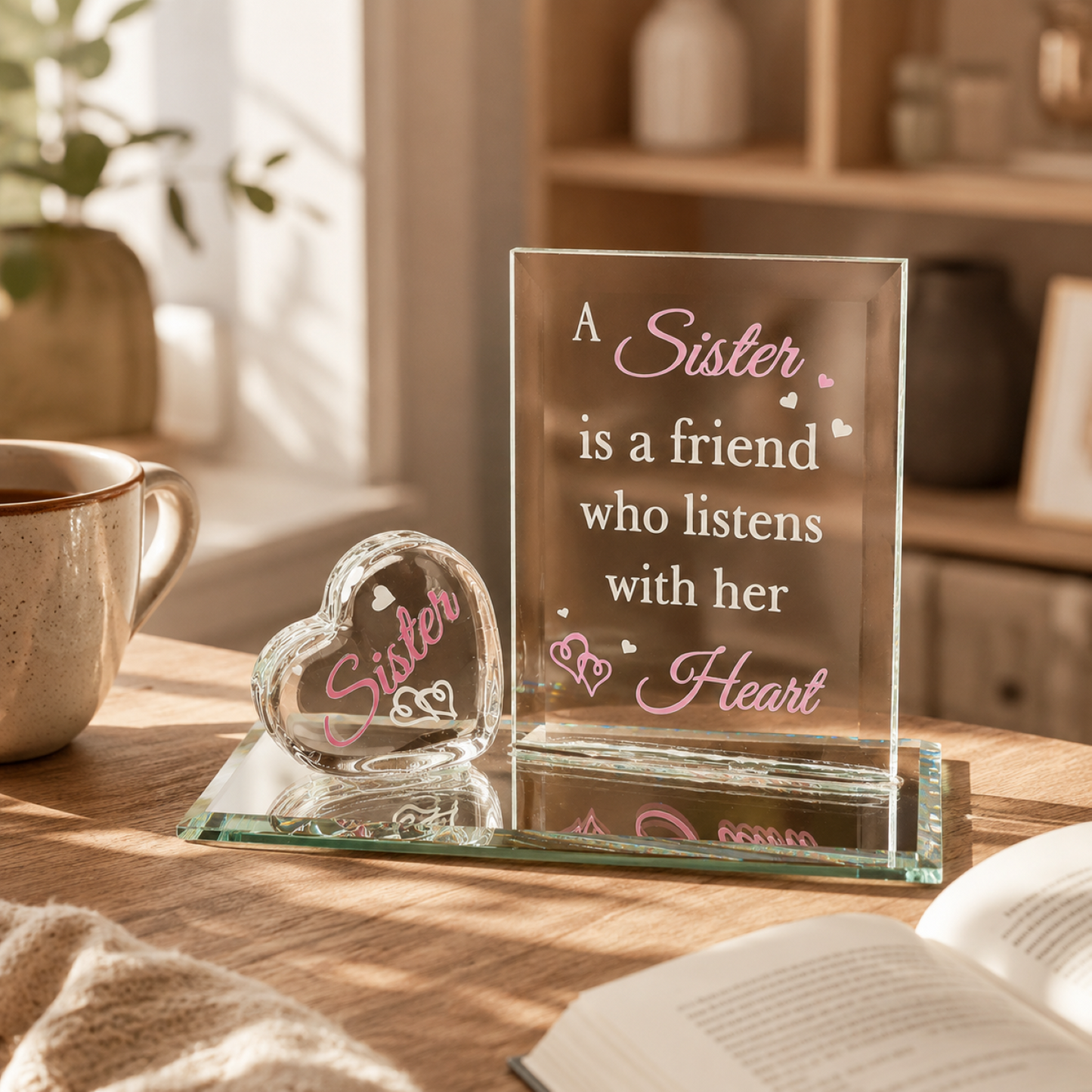 Sister Heart Glass Figurine Gift | Sister Friendship Keepsake Decor