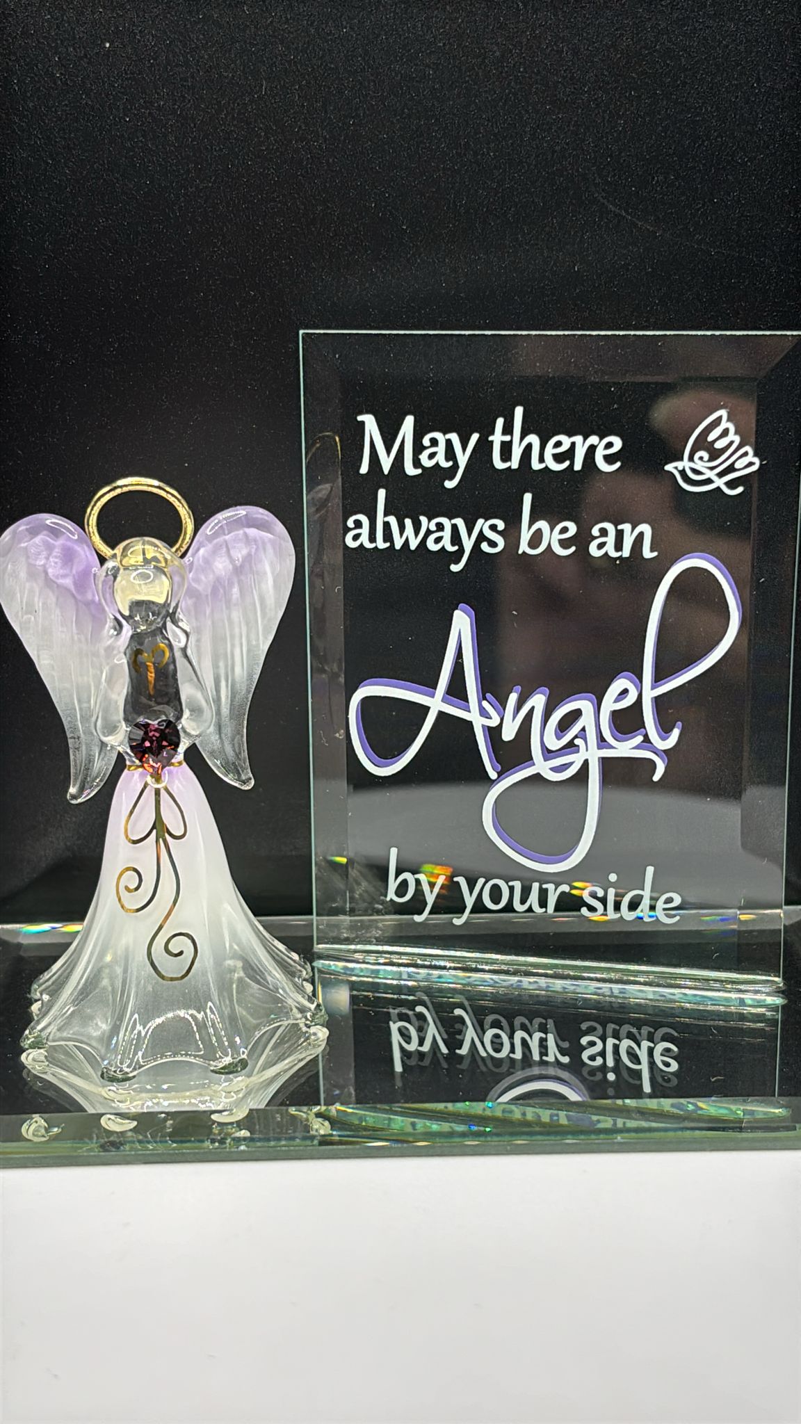 Glass Angel Figurine with Heart | May There Always Be an Angel Gift