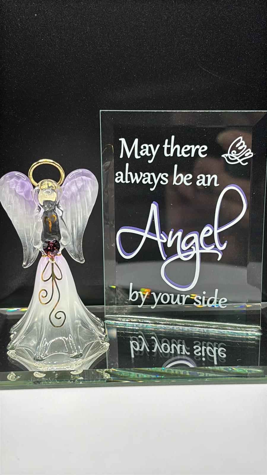 Glass Angel Figurine with Heart | May There Always Be an Angel Gift