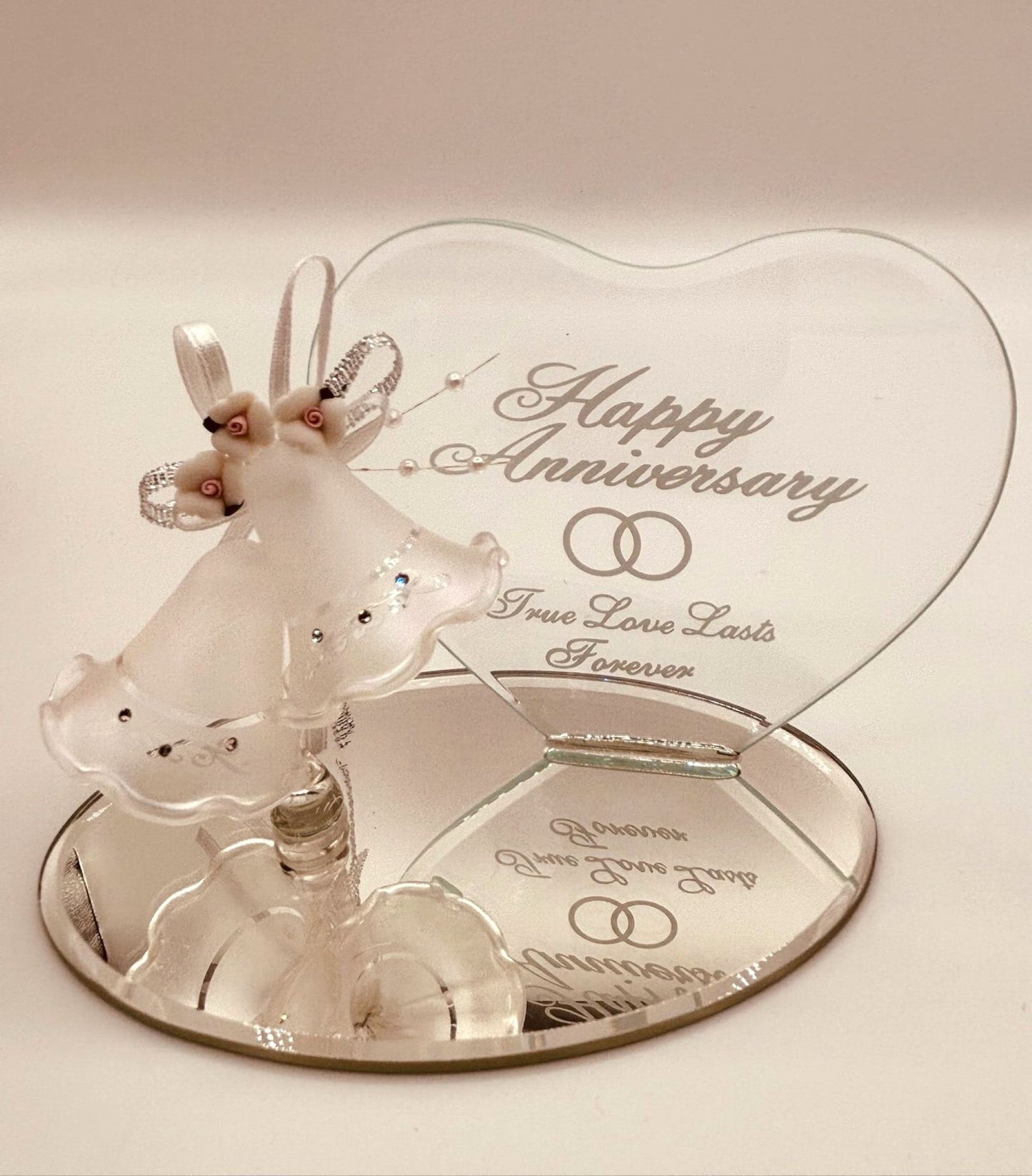 Anniversary Bells Figurine Handcrafted Glass Gift for True Love