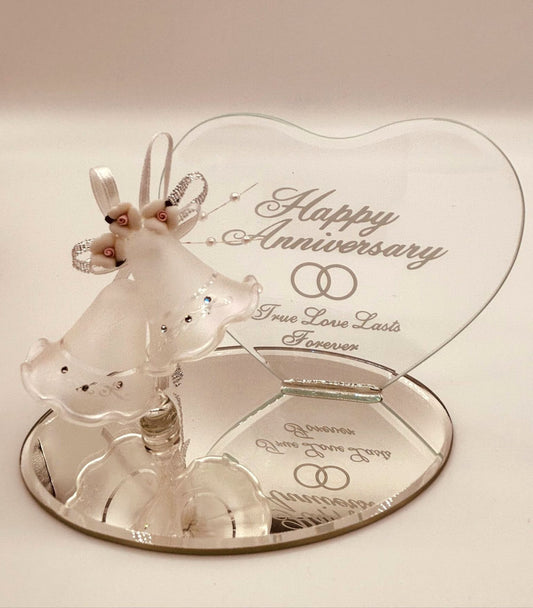Anniversary Bells Figurine Handcrafted Glass Gift for True Love