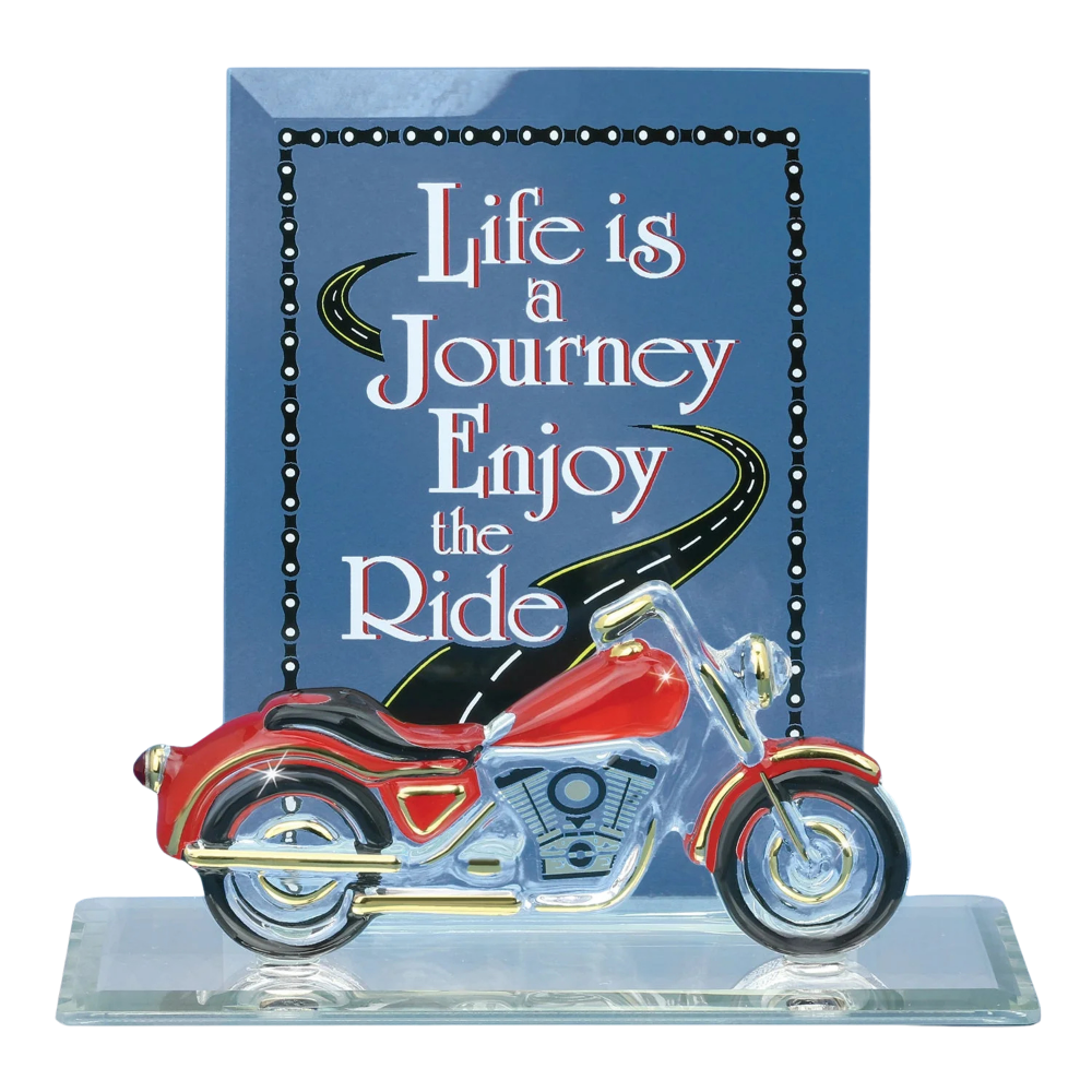 Life Is a Journey Motorcycle Figurine | Handcrafted Glass Motorcycle Gift