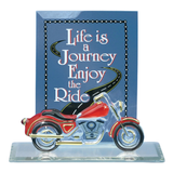 Life is a Journey Glass Motorcycle Figurine Handcrafted Gift