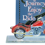 Life is a Journey Glass Motorcycle Figurine Handcrafted Gift