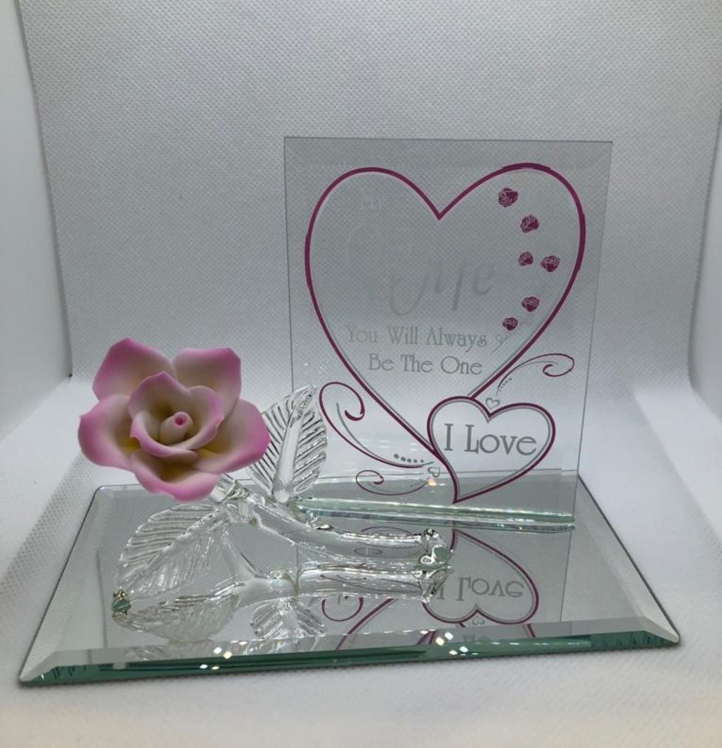 Gift for Wife Romantic Rose Glass Figurine | Anniversary Gift for Wife I Love You Wife Home Decor