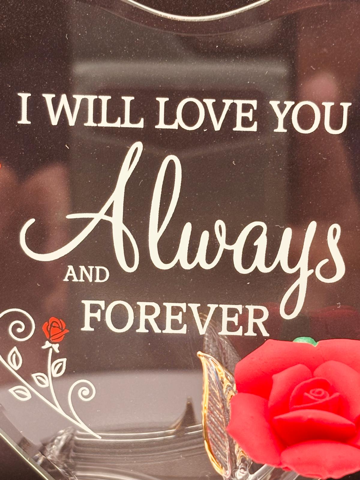 Glass Rose Love Figurine | Romantic Gift for Couples |  Anniversary Gift