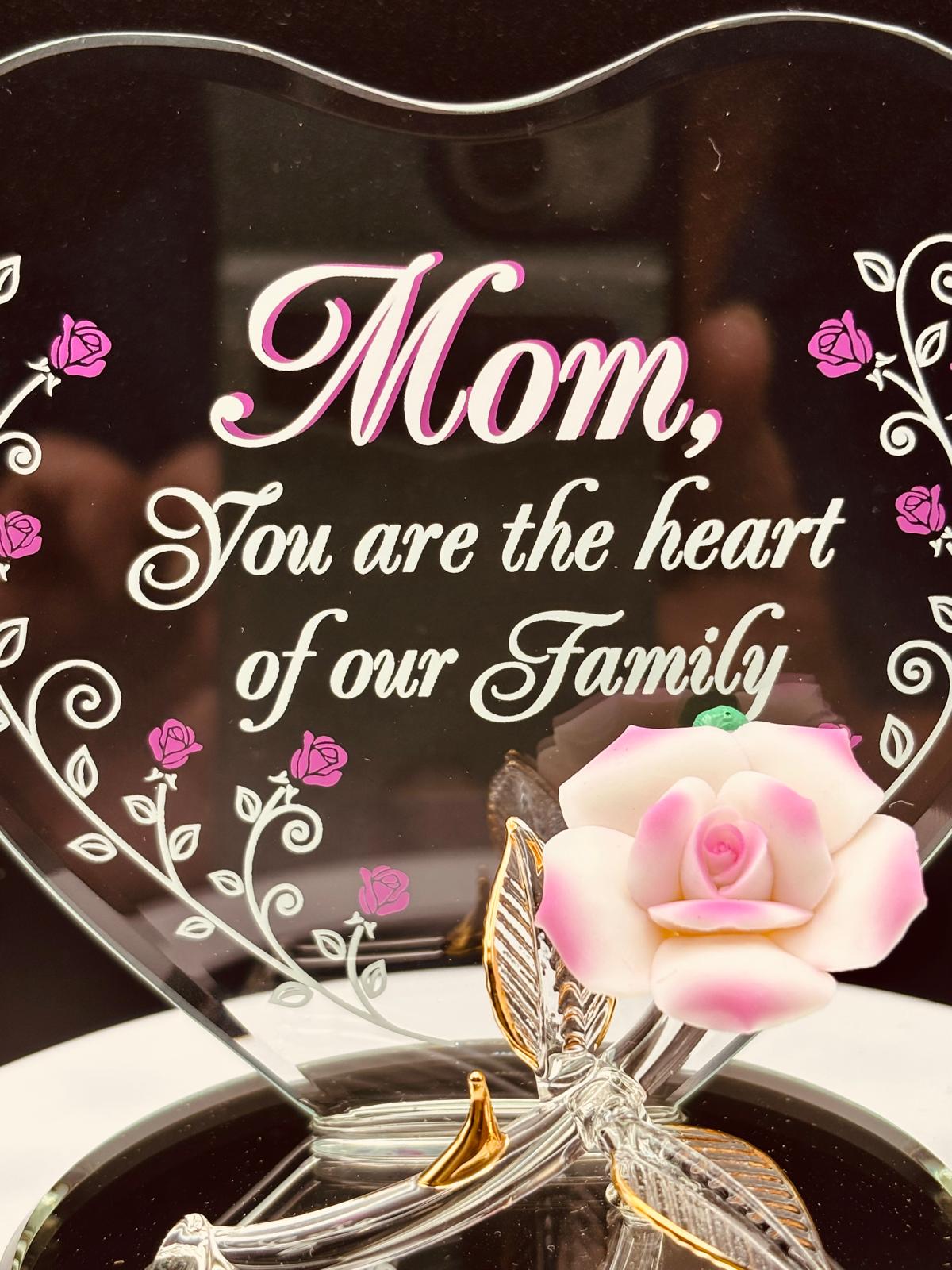 Mom Heart of Our Family Rose Figurine | Handcrafted Mother’s Day Gift